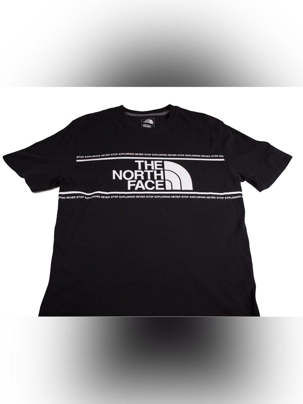 The North Face T Shirt Mens Medium Black Big Logo Stripe Streetwear Outdoor Tee